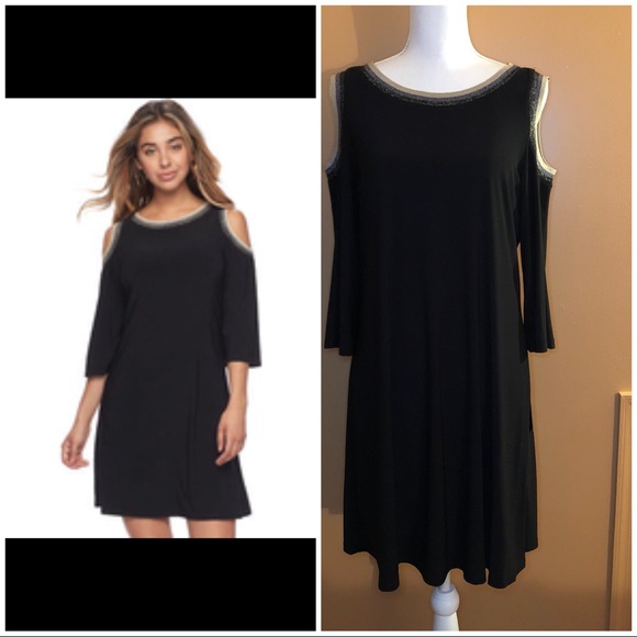 MSK Dresses & Skirts - 🆕 MSK cold shoulder shift dress black Large NWT